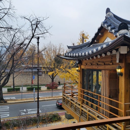 Coffee tea and Korean desserts at a hanok cafe near Gyeongbokgung Palace