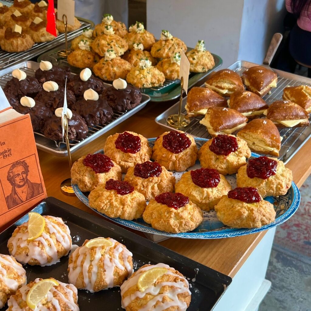 Cake and scone display at Cafe Layered Bukchon near Anguk
