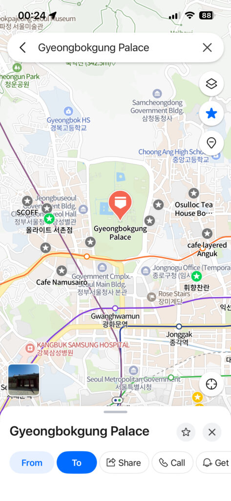 Map of cafes near Gyeongbokgung Palace in Seochon and Bukchon