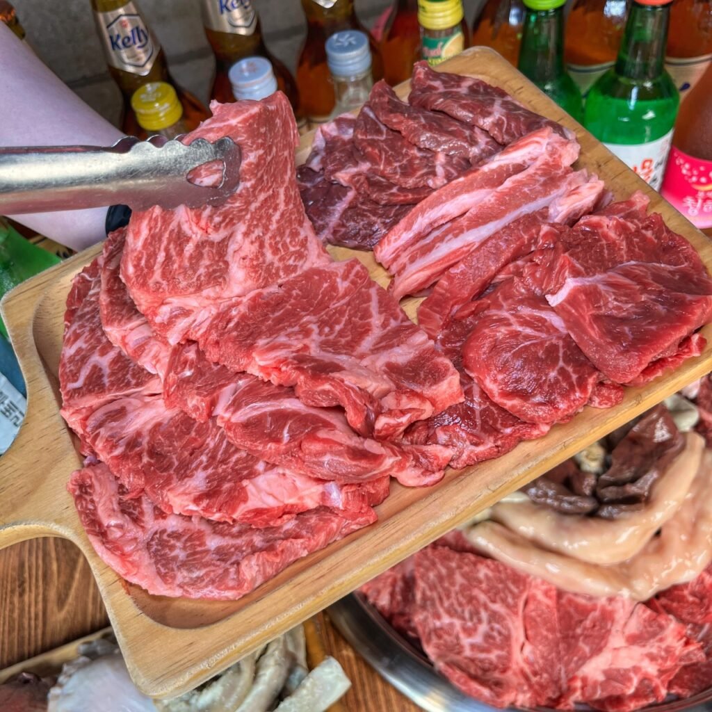 Selection of beef for all-you-can-eat Korean BBQ at Mongvely in Myeongdong