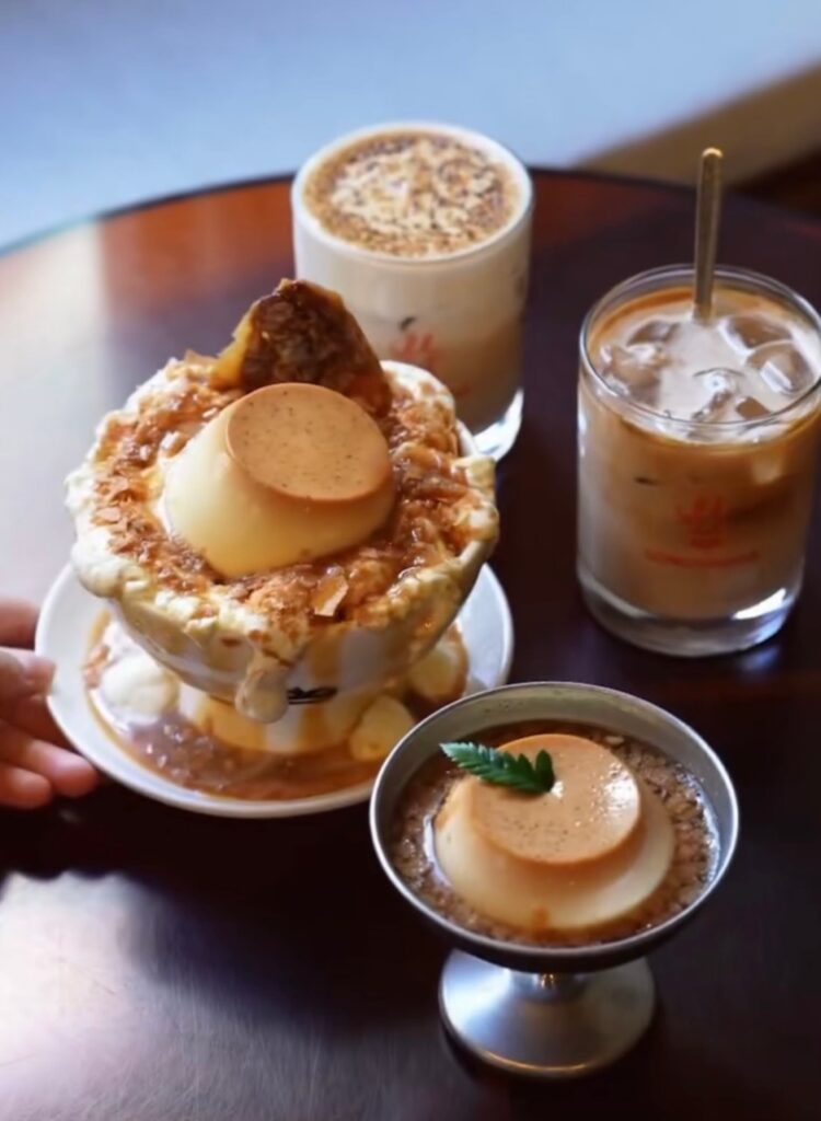Vanilla custard pudding bingsu at a dessert cafe in Euljiro Seoul