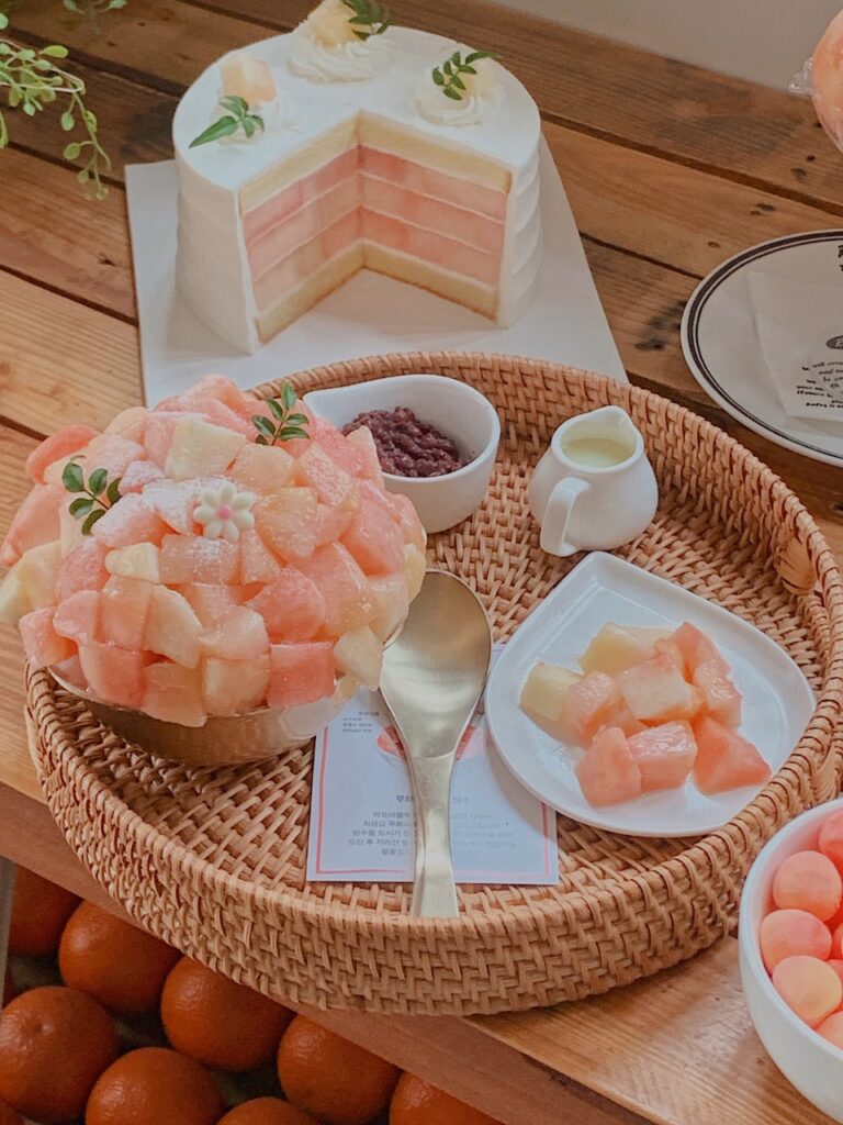 Seasonal fruit bingsu near Seoul Forest in Seongsu
