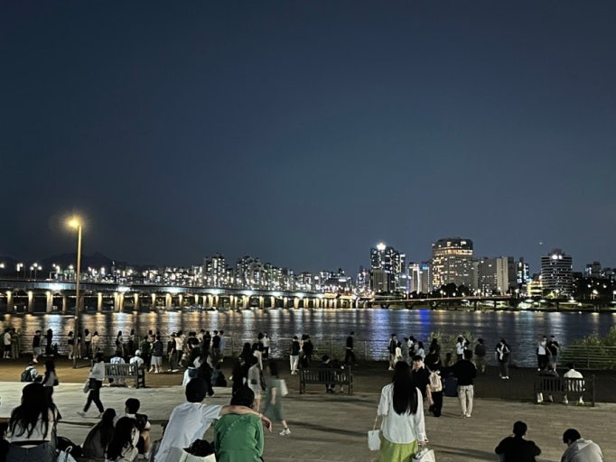 Seoul evening restaurant district after Korean BBQ dinner