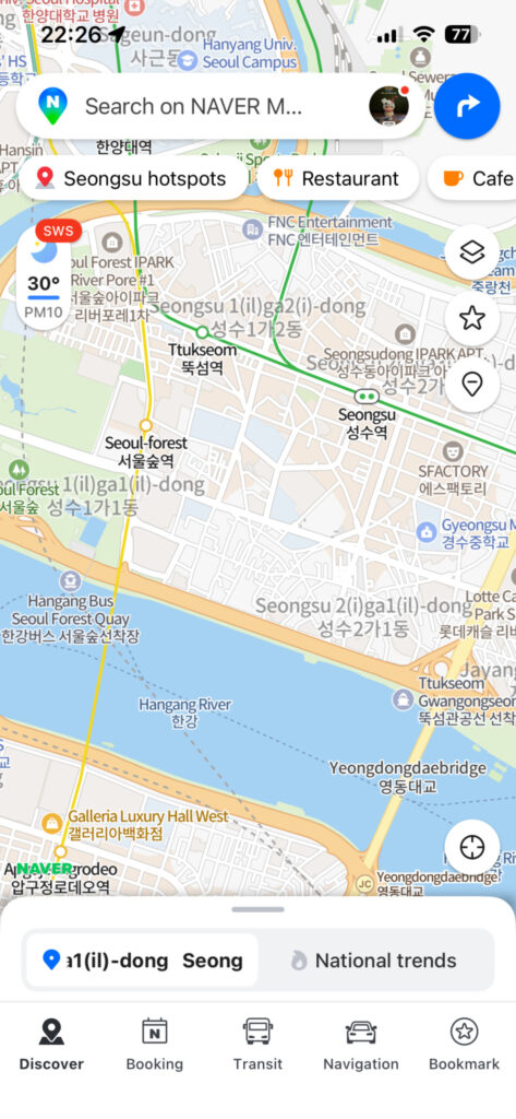 Planning a Korean food itinerary in Seoul using Naver Map