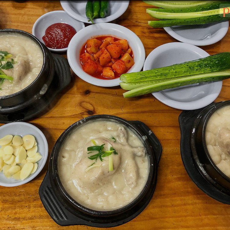 Thick perilla-seed samgyetang broth at Wonjo Hosu Samgyetang in Seoul