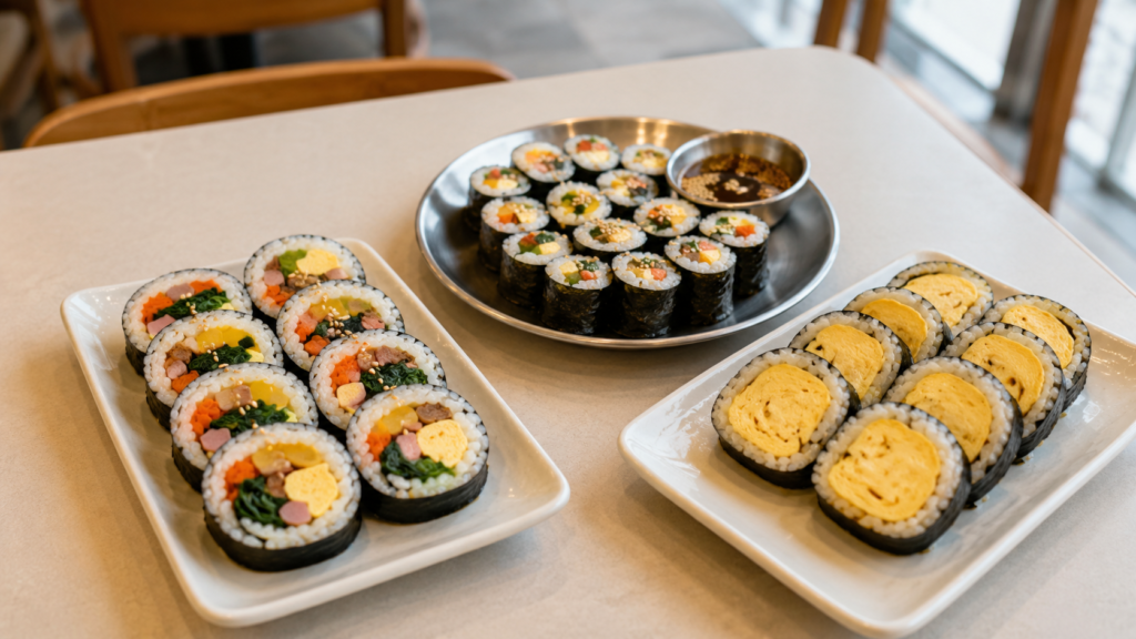 Best gimbap in Seoul with classic, mini, and egg-heavy rolls