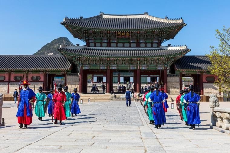 Gyeongbokgung Palace in Seoul near Seochon and Bukchon