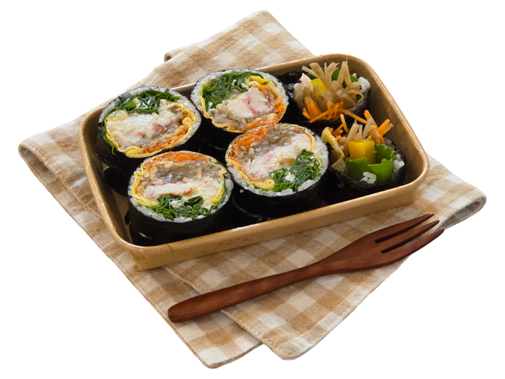 Ingredient-filled gimbap at Sikmulwon Gimbap Seocho Main Branch in Seoul